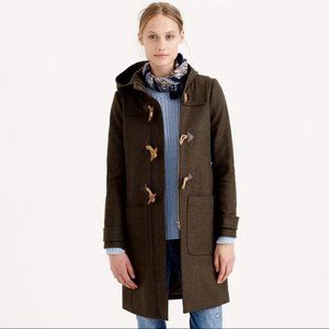 J. Crew Italian Melton Wool Hooded Toggle Coat (Olive Green) (Size 4)